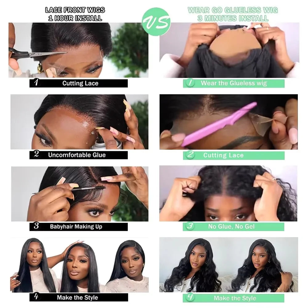 Wear Go Glueless Wig Body Wave Human Hair Wigs 30 32 Inch 4x4 5×5 HD Lace Closure Wig Pre Plucked Pre Cut Human Hair Wigs
