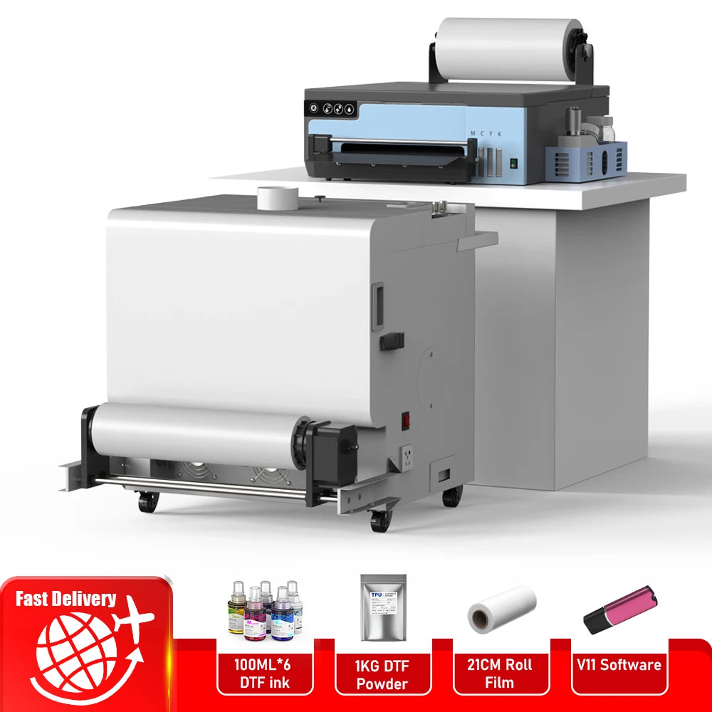 A4 A3 DTF Printer with XP600 printhead With DTF Powder Shaker Machine for DIY T-Shirt printing machine A3 Textiles fabric print