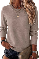 Women's Fashionable Wool Blend Sweater, Long-Sleeved with a Round Neck, Suitable for Business Casual Occasions, Trendy and Stylish.