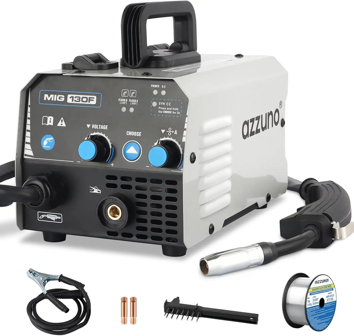 130Amp MIG Welder, 110V Gasless IGBT Inverter, Portable Wire Feed Machine for DIY and Home Use