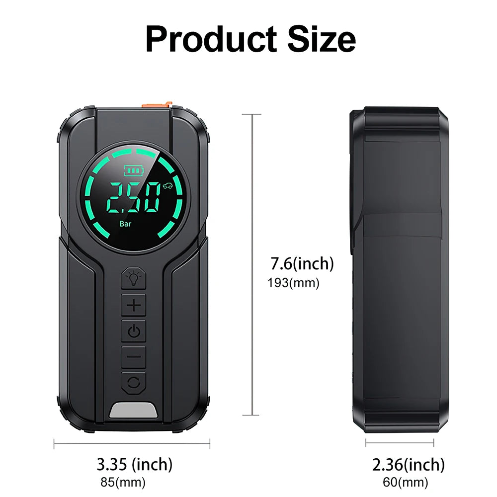 Car Jump Starter 6000mAh With LCD Screen Portable Booster Charger Powerful Car Battery Starting Device for Petrol Vehicle Start
