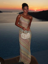 Elegant Printed Women's Dress Sleeveless Off Shoulder Skinny Lady Long Dresses 2026 Summer Chic Female Vacation Comfortable Robe