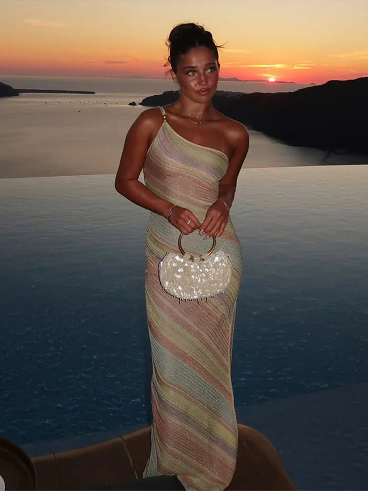 Elegant Printed Women's Dress Sleeveless Off Shoulder Skinny Lady Long Dresses 2026 Summer Chic Female Vacation Comfortable Robe