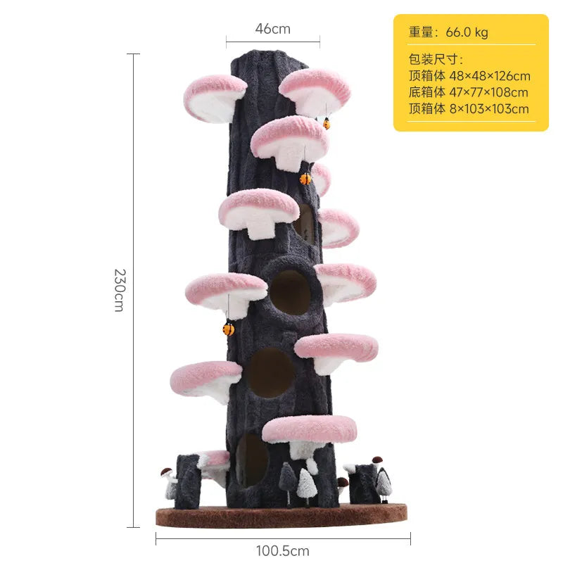 Luxury Modern Tall Large Cat Tree with Scratching Bed Hammock Removable Mats Heavy Duty Carton Packaging 90.55in Cat Furniture