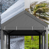 12x20 FT Carport, Heavy Duty Carport Canopy with Roll-up Windows, Portable Garage with Removable Sidewalls & Doors, Boat,Gray