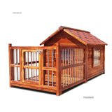 Pet Villa House with Outdoor Fence Outdoor Waterproof Dog Kennel Solid Wood Dog House for Medium and Large Dogs Pet Supplies