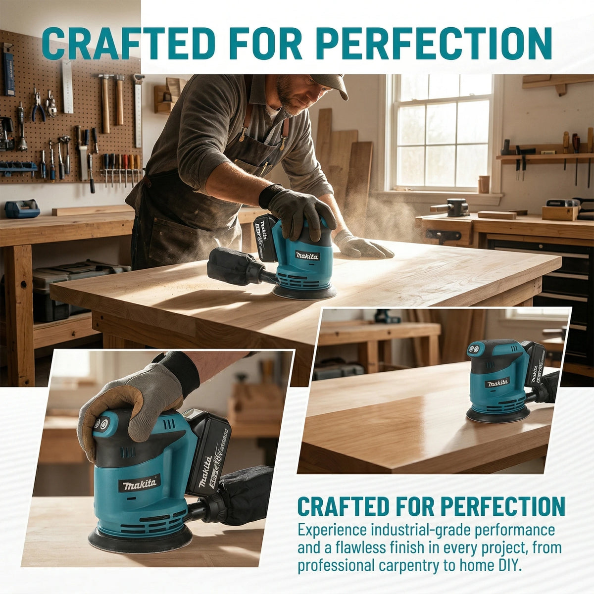 Makita DBO180Z 18V Brushless Cordless Rechargeable Disc Random Orbital Sander Woodworking Sanding Putty Polishing Bare Tool