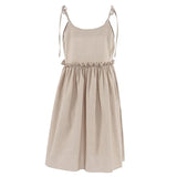 Cotton Linen Suspender Dress Spring and Summer Women's Beach Style Fake Casual Loose Soft Ruffled Edge A-line Suspender Dress