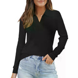 Women's POLO shirt, spring sweater, business casual wear, summer fashion.