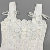 New Arrival Women Summer Fashion 3D Flowers Tassel Mini Bodycon Bandage Sleeveless Casual Party Dress