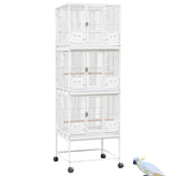 TTLarge Outdoor Bird Aviary Flight Metal Triple Parrot Breeding Stackable Bird Cage For Finches With Wheel