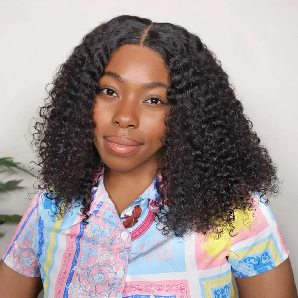 Curly Bob Wig Lace Front Human Hair Wigs Wear Go Glueless Wig Deep Wave 7x5 HD Lace Closure Wigs 250% Full Human Hair Lace Wigs