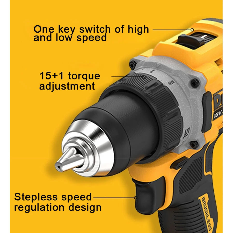 DEWALT 20V XR Brushless Cordless Electric Driver with Tool Box 1/2'' Drill Compact Electric Screwdriver Set DCD800NT