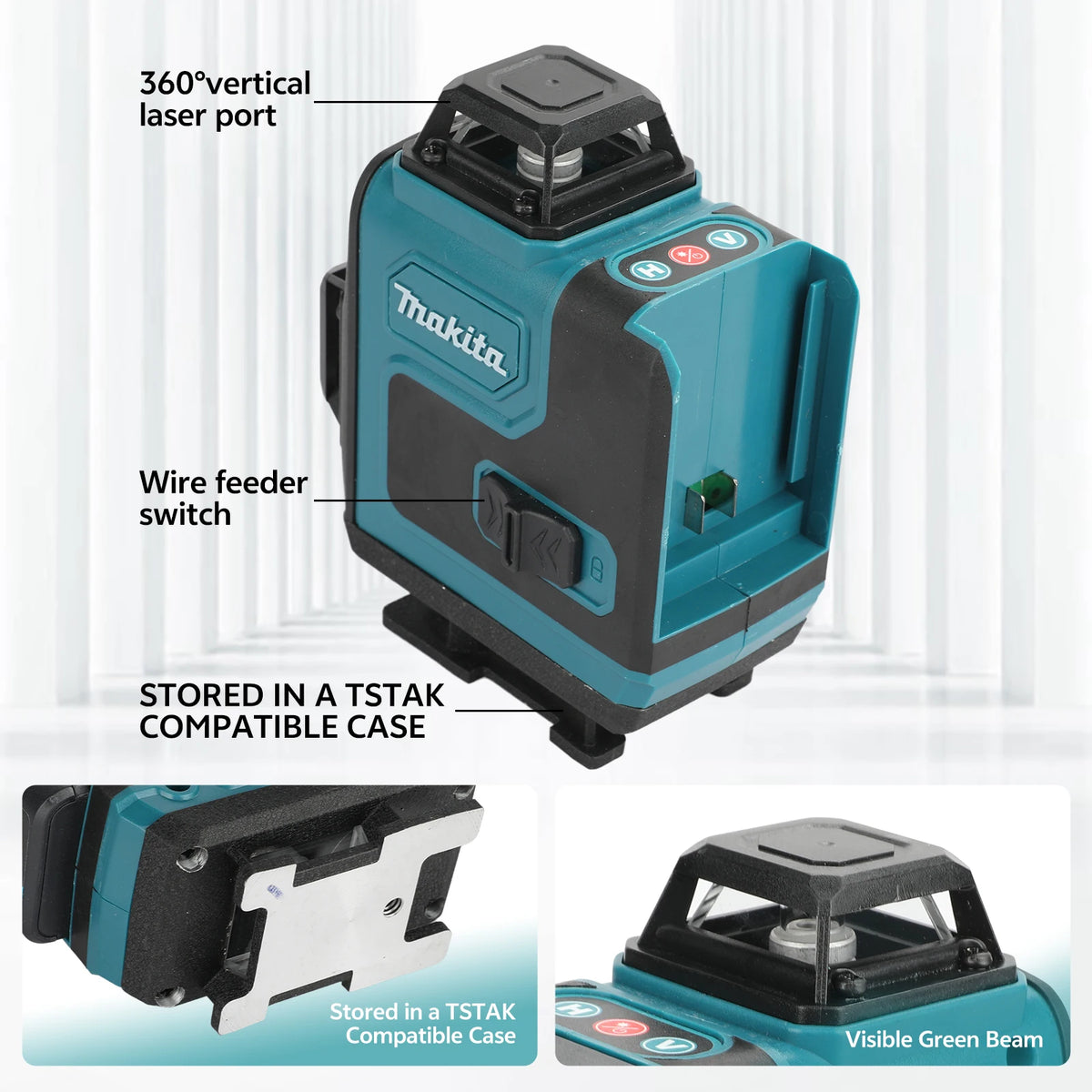 Makita High-Precision 16-Line 360 Horizontal Vertical Cross Level Green Light Laser High-Precision Wall-Mounted Portable Tool