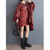 SHENGPALAE Korean Fashion Elegant Chic Dress Casual Loose Batwing Sleeve Robe Vestido Women's 2026 Autumn New Clothing 5R2243