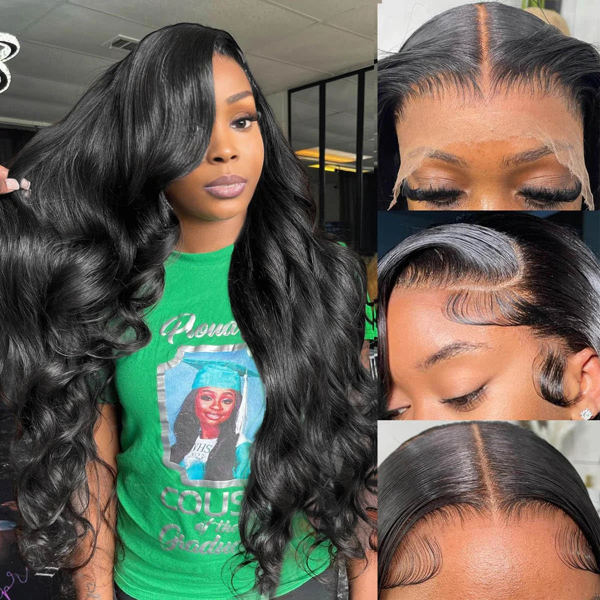 Body Wave 13x4 HD Lace Frontal Wigs Human Hair Brazilian 46 Inch Natural Black Wig Lace Front Human Hair Wigs For Women