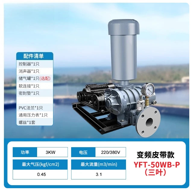 Intelligent Frequency Conversion Three-leaf High-pressure Roots Air Pump Aerator Blower Oxygen Pump Special for Fish Ponds