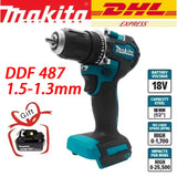 Makita Original DDF487 Cordless Driver Drill Brushless Electric Impact Screwdriver Rechargeable Power Tool 18V