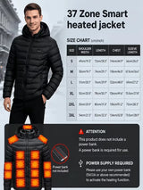 Men's Intelligent Heating Jacket 39 Heating Zones Four Temperature Control Settings Outdoor Cold Resistance Winter Hat Included (Battery Not Included)