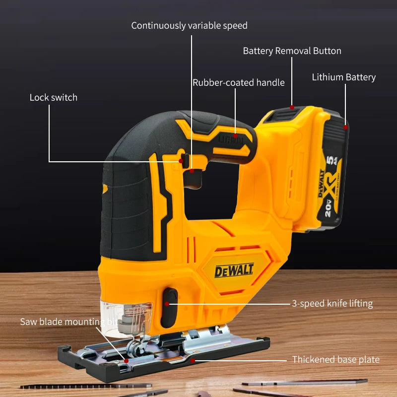 DEWALT 20V Brushless Jig Saw 3000RPM Cordless Electric Curve Saw Adjustable Speed Multifunction Woodworking Power Tool