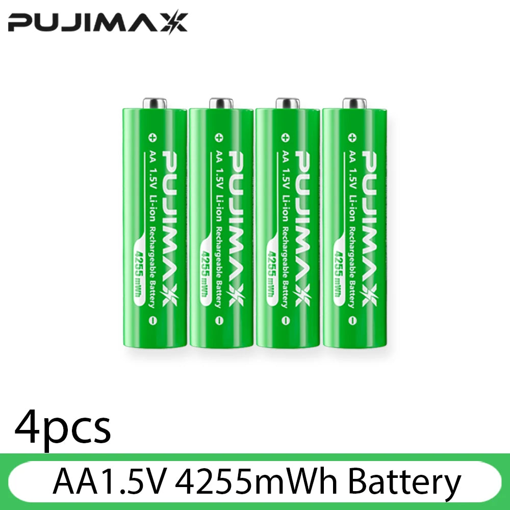 PUJIMAX Smart AA/AAA Lithium Battery Charger Charging 4 AA+4 AAA Rechargeable Li-ion Batteries With High Capacity Battery SET
