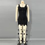 New Arrival Women Summer Fashion 3D Flowers Tassel Mini Bodycon Bandage Sleeveless Casual Party Dress