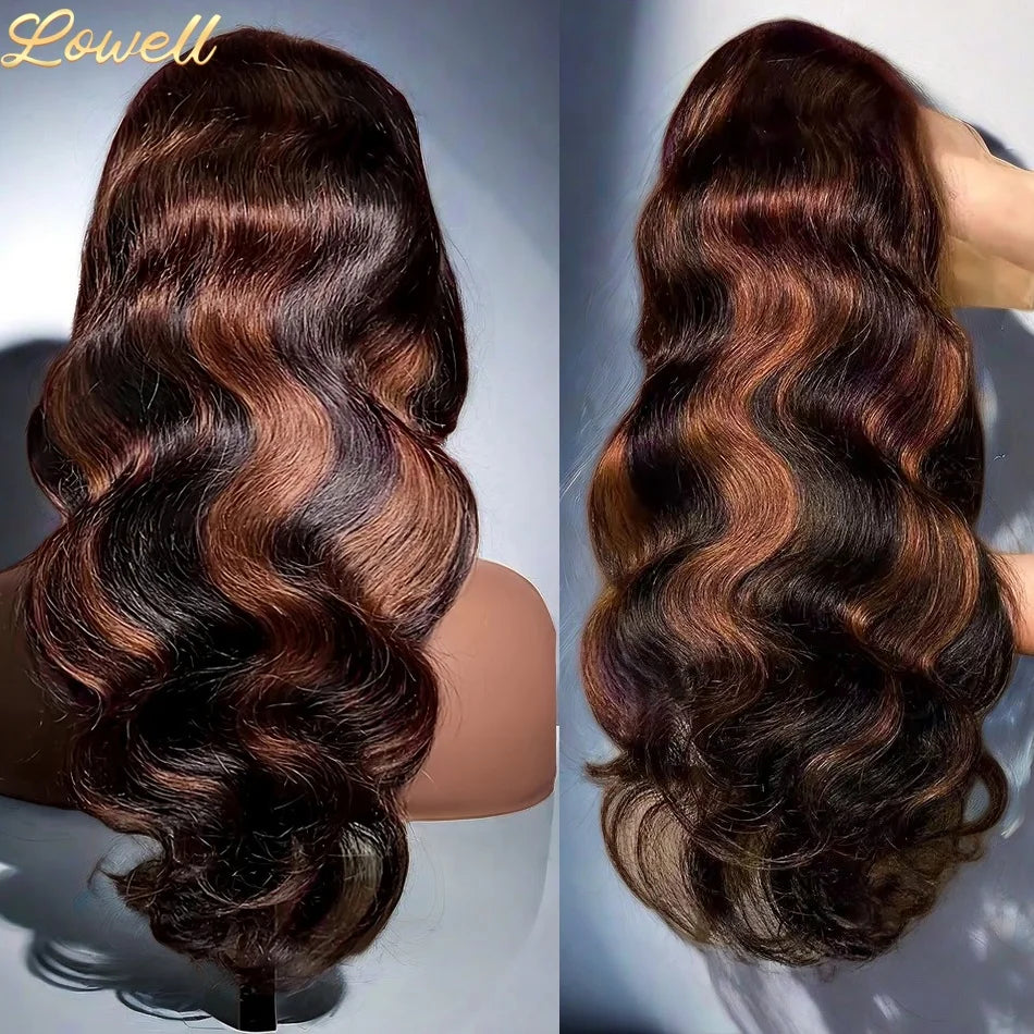 Body Wave Human Hair Wigs Highlight 13X6 HD Lace Frontal Wig 13X4 P4/27 Curly Front Wig 1B30 Brown Ombre Colored Human Hair Wigs