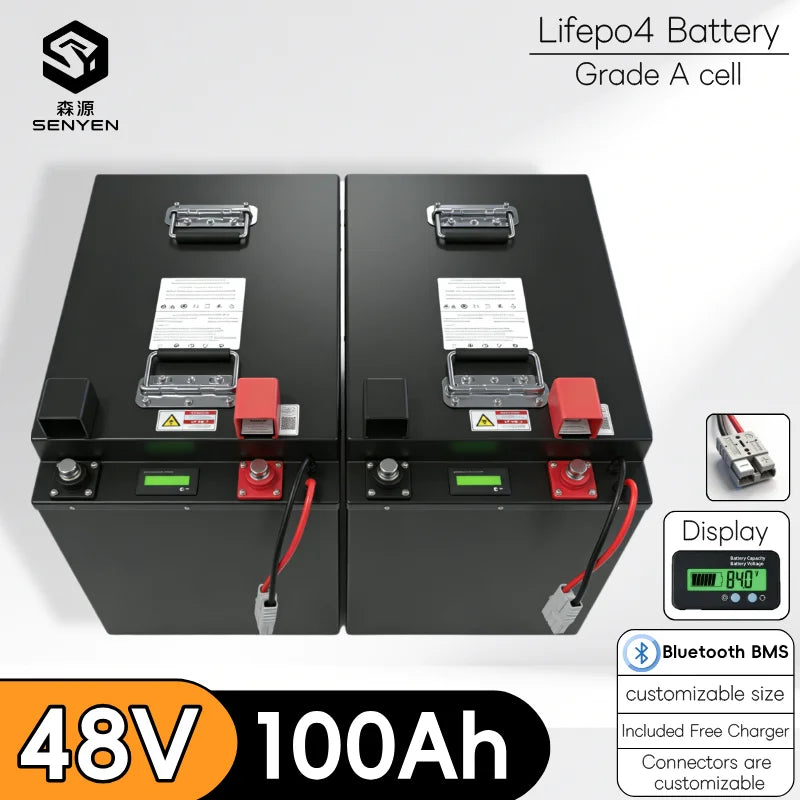 SY-lithium 48V 100Ah lifepo4 battery with BMS for tricycle golf cart inverter Solar energy storage scooter +58.4V 10A charger