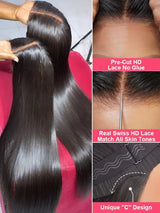 30 40 Inch 13x4 13x6 HD Transparent Bone Straight Lace Front Wigs 4x4