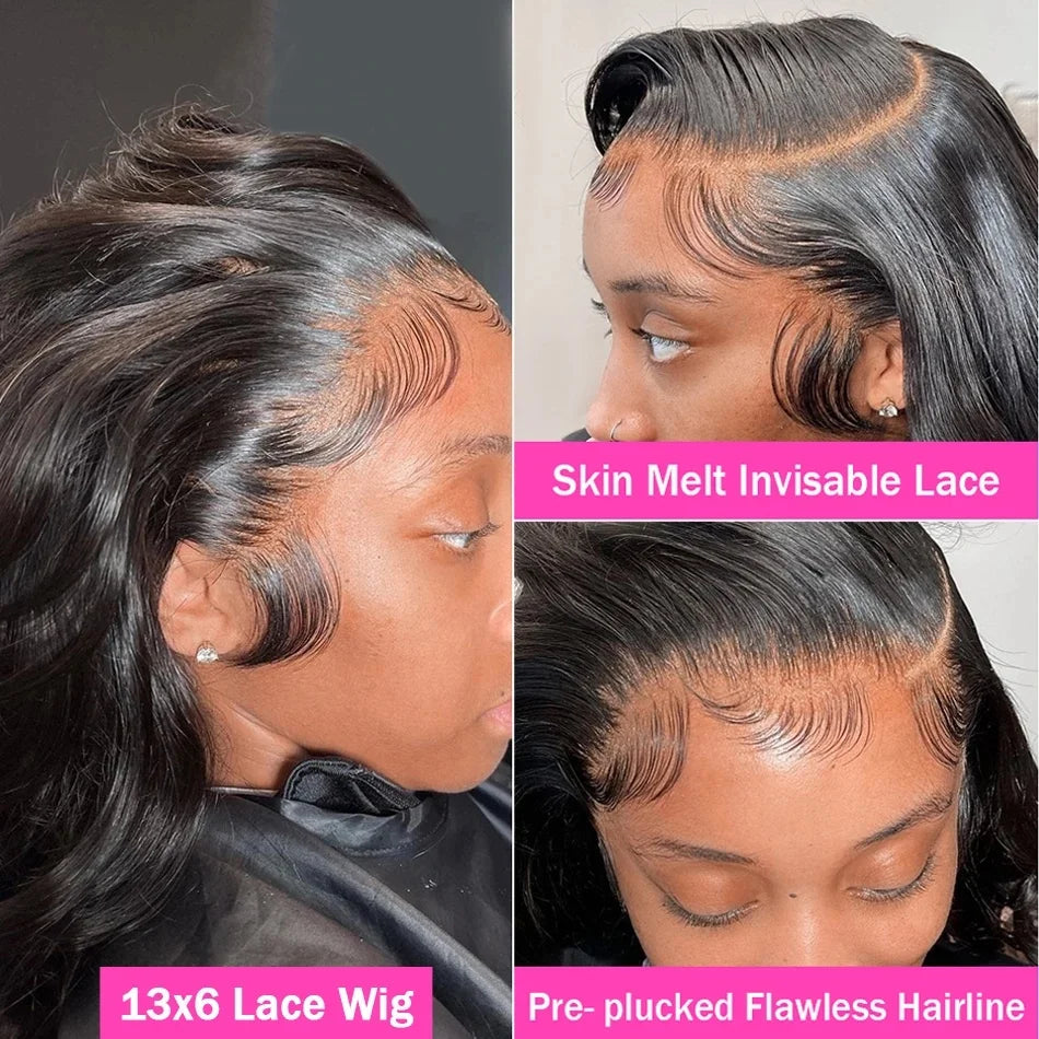 13x6 13x4 Body Wave Human Hair Front Wig 40 Inch HD Transparent Lace Frontal Wigs 200 Density Pre Plucked Lace Wigs For Women