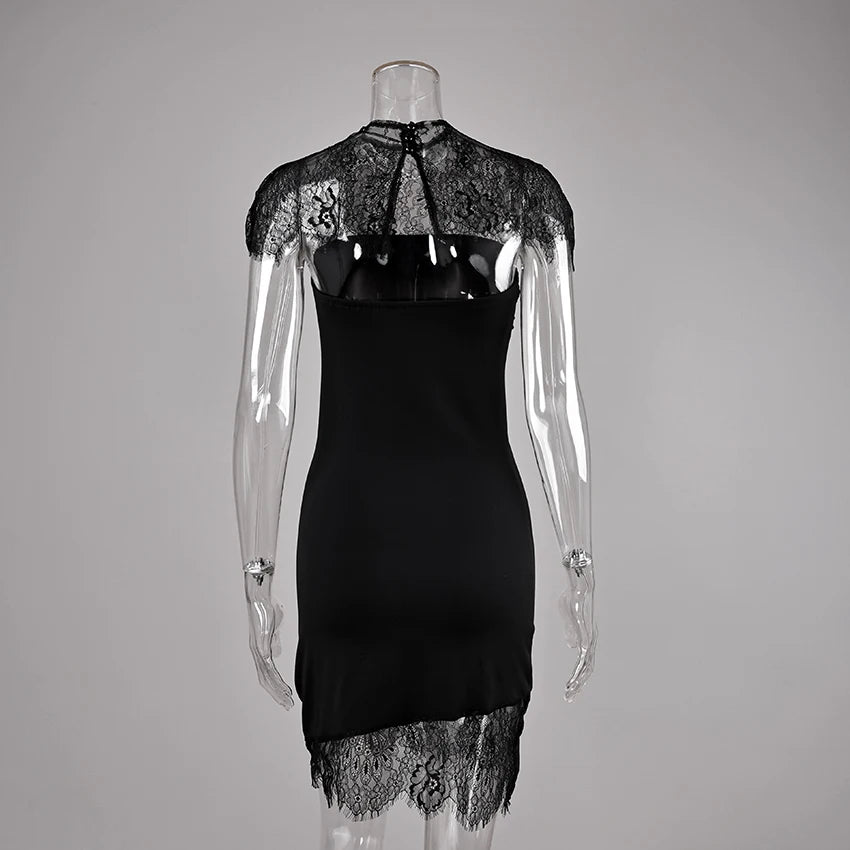 Linad Sexy White Off The Shoulder Mini Dress Spring Elegant Lace High Waist Asymmetrical Dresses Fashion Slim Dress Women 2026