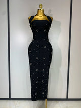 Women Sexy Halter Backless Shiny Rhinestone Pearl Bodycon Bandage Dress Celebirty Elegant Evening Party Luxury Birthday Dress