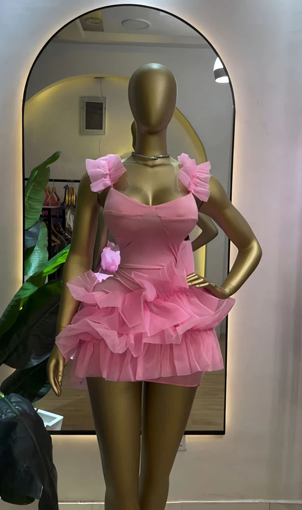 2026 New in Women Luxury Sexy Dress Elegant Birthday Party Trendy Dresses Tierred Ruffled Hem Tank U-Neck Sleeveless Mini Dress