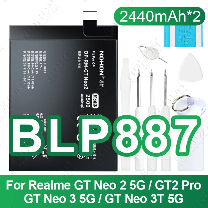 NOHON BLP985 BLP919 BLP887 BLP849 Battery For OPPO Realme GT Neo 5 3 2 5G 2T Replacement Phone Batteries