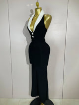 Women Sexy Halter Backless Sleeveless Bodycon Maxi Dress Celebrity Elegant Gown Club Birthday Evening Party Wedding Dresses
