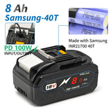 TPCELL PD100W 8Ah/10Ah For MAKITA 18V with USB-C Connector 21700 Tabless Cells Replacement Battery Power Tools Li-ion