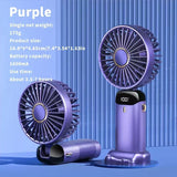 Folding Fan with Phone Stand, 5-Speed USB-C Rechargeable, LED Display Handheld & Desk Fan, Portable Fan for Outdoor Travel Gift