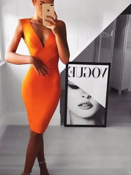 BEAUKEY Vintage Plunge V Tank Wine Red Bandage Dress Summer 2023 Women Criss Evening Party Dresses XL Green White Tight Vestidos