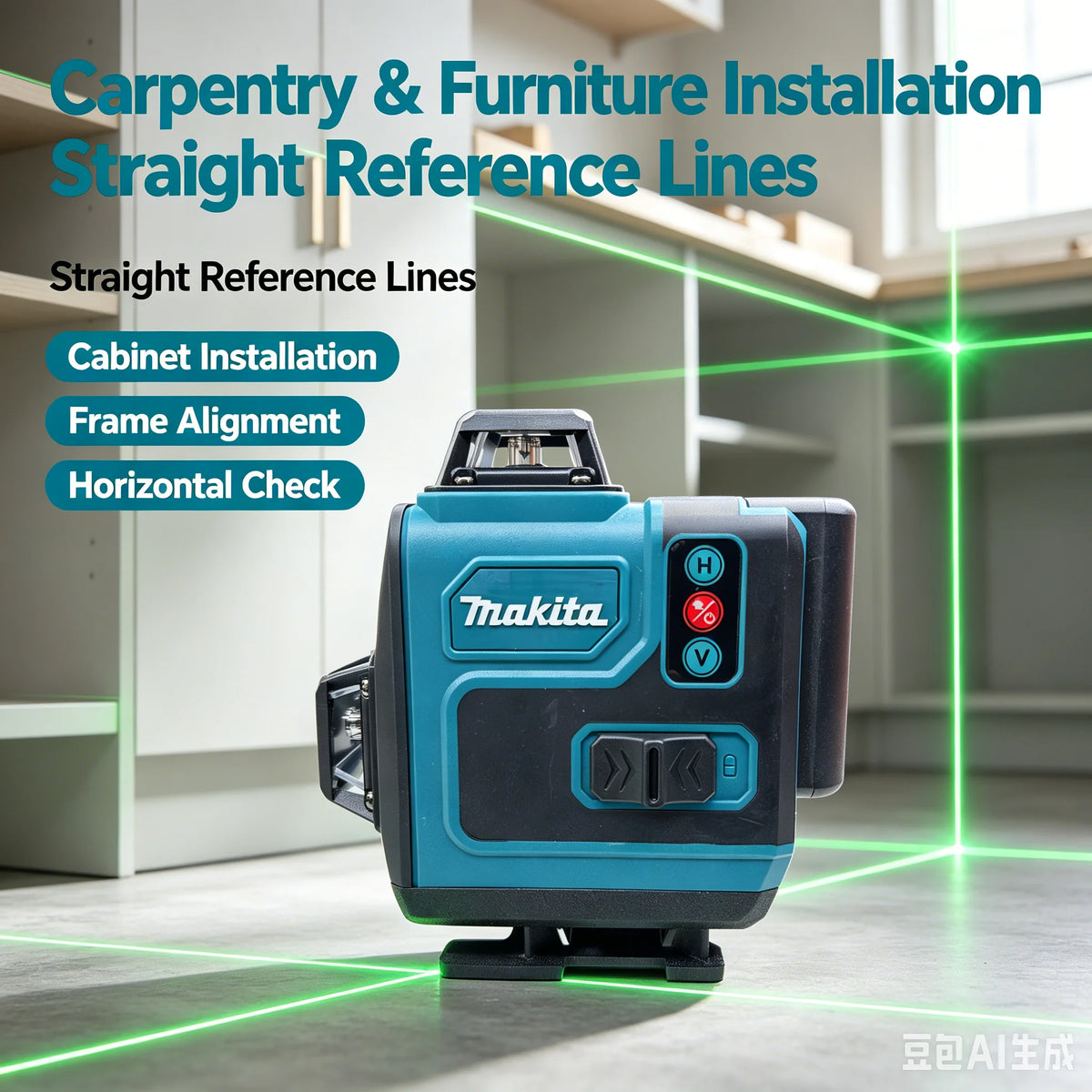 Makita 16 Lines 4D Green 360° Self Leveling Cross Line Laser Leveler With 18V 6.0Ah Lithium Battery For Construction Home DIY