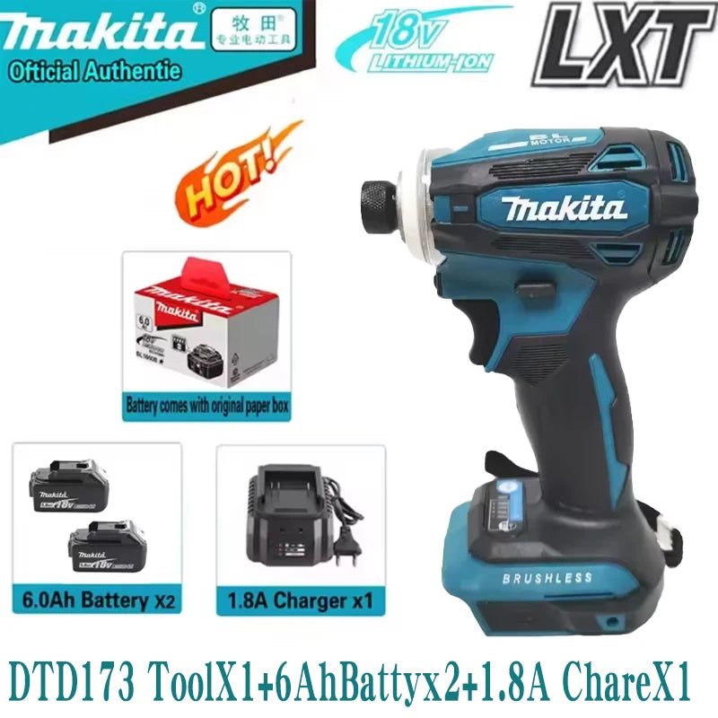 Makita DTD173 18V Cordless Impact Driver 180 N.m Brushless Electric Drill Screwdriver LED Light Multi-function Household To