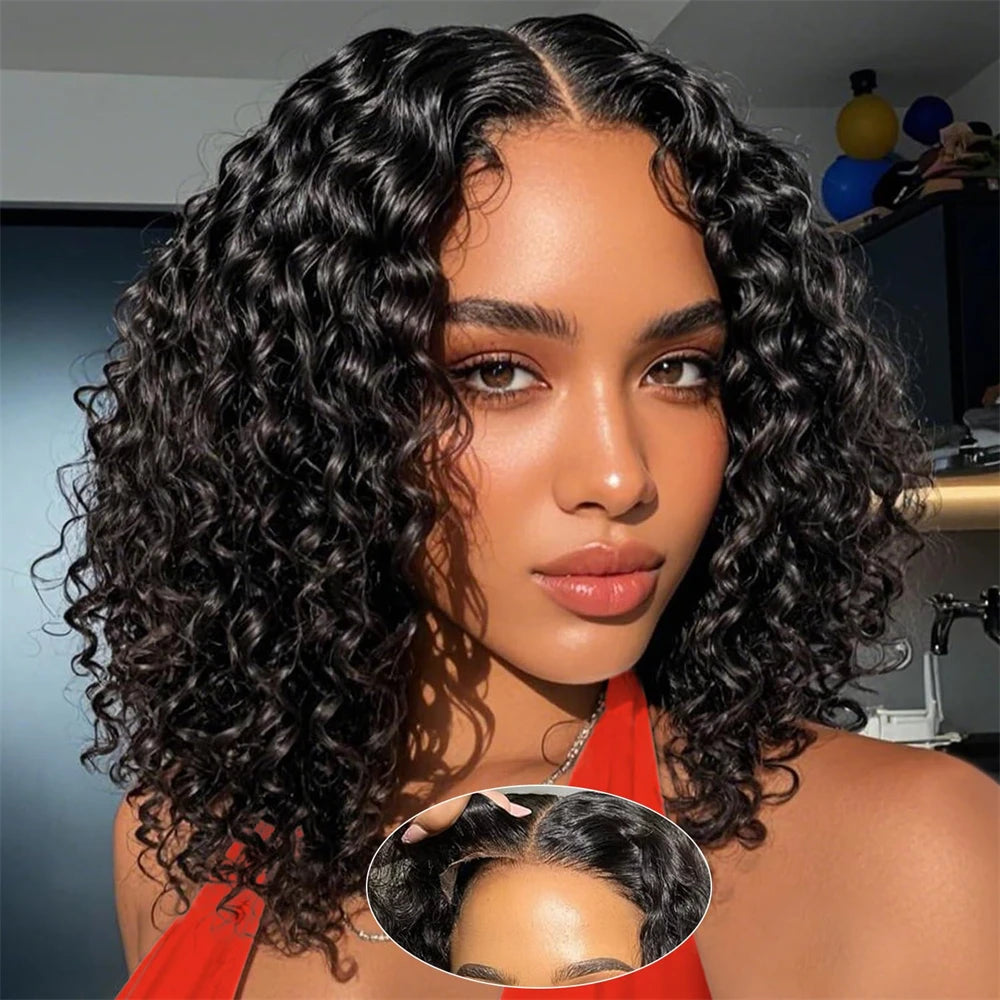 Curly Bob Wig Human Hair 4x4 HD Lace Glueless Wig Deep Wave Pre Plucked 5x5 Glueless Bob Wigs Brazilian Human Hair Ready To Wear