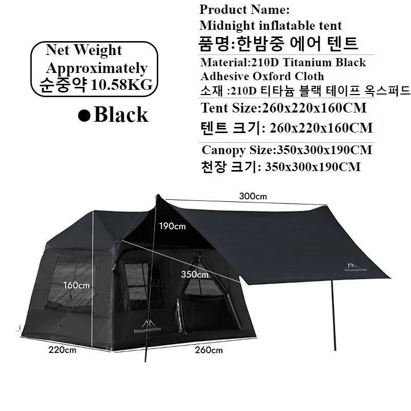 Mountainhiker 2-5 Person Inflatable Camping Tent Quick Open Waterproof Beach Tent Family Picnic Sunhade Anti-UV Outdoor Awning