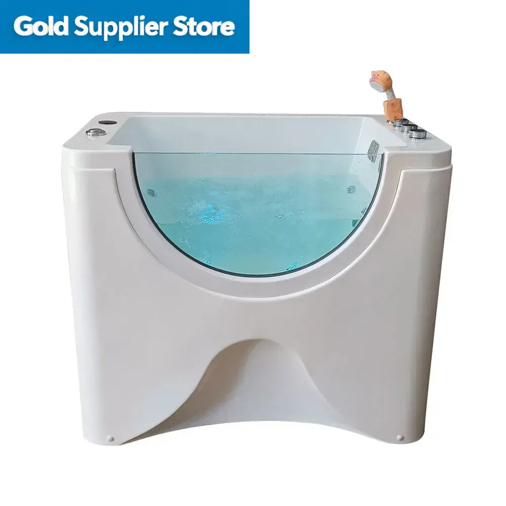【Best-selling】Modern Design Ozone Professional Pet Dog Jacuzzier Freestanding Massage Pet Bathtub Wash Grooming LED Pet Spa Bath