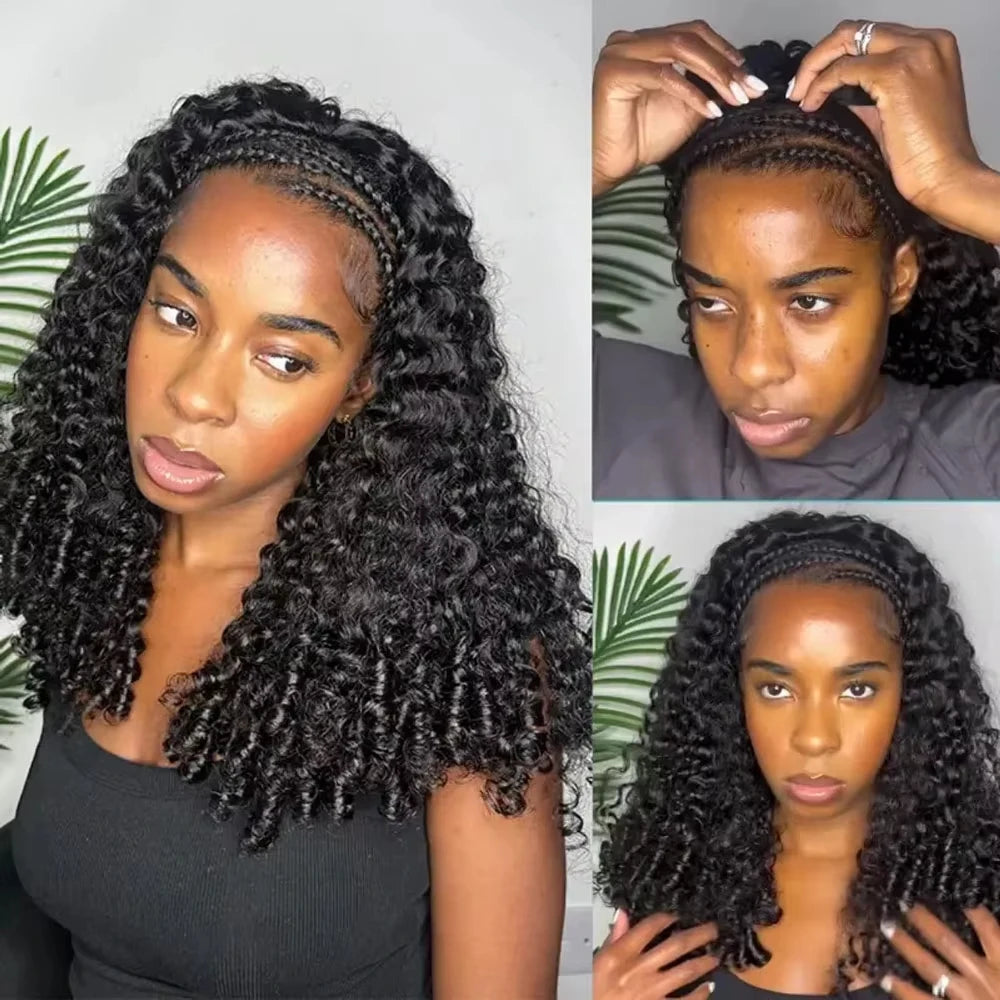 Burmese Curly 3 IN 1 Half Wigs Human Hair With Drawstring 210 Density Burmese Curly Hair Half Wig Deep Wave Ready to Wear Half Wigs Full Machine Wig