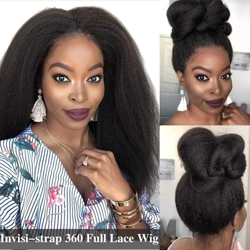 40 Inch Invisi Strap 360 Full Lace Glueless Wig Invisible Drawstring Frontal Wig Kinky Straight Lace Front Human Hair Vpart Wigs