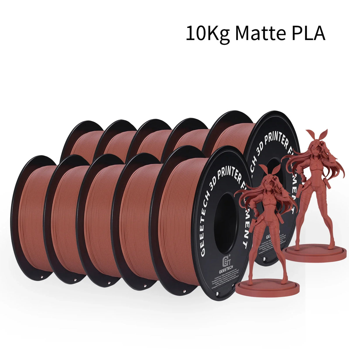 GEEETECH 10Kg 3d Matte PLA Filament 1.75mm Spool Wire For 3D Printer Material,Safety, Vacuum packaging