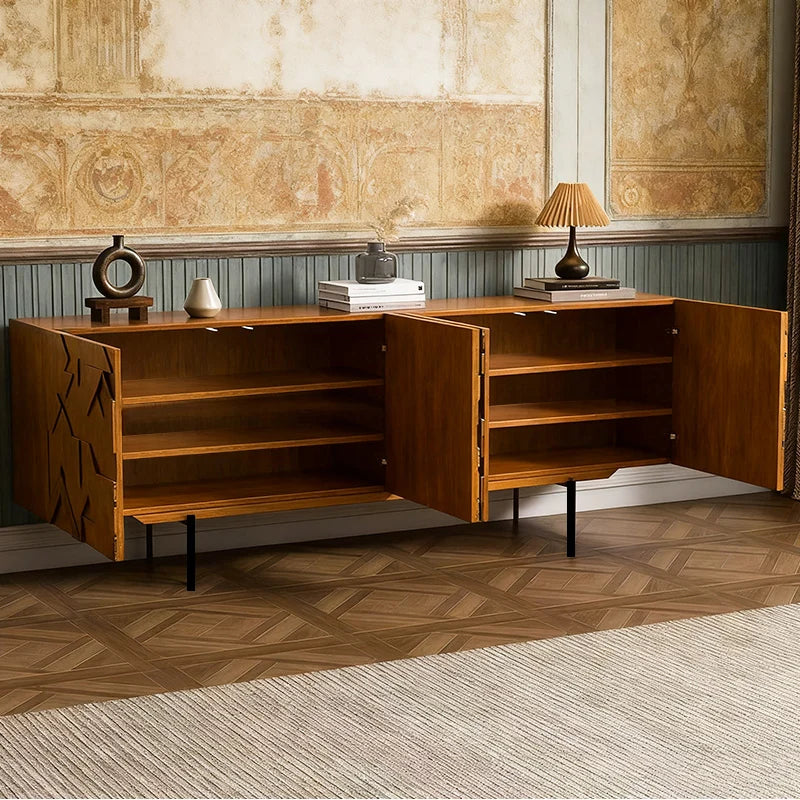 Solid wood dining side cabinet entrance entrance decoration living room multi-functional storage cabinet