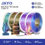 JAYO 3D Printer Filament  PETG PLA HSMPETG PLA PLUS 1.75mm 5Rolls 3D Printing Materials for 100% No Bubble &FDM 3D Pen DIY Gift