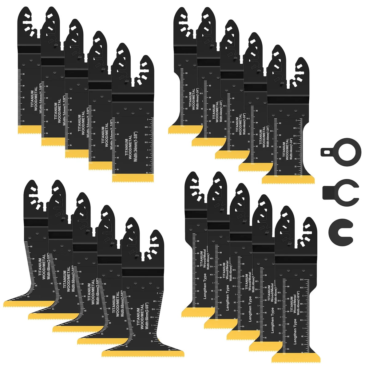 20 Pcs Oscillating Saw Blades Bi-metal Titanium Coated Multitool Blades Sharp Fast Cutting Tool Saw Blade for Wood Plastic Metal