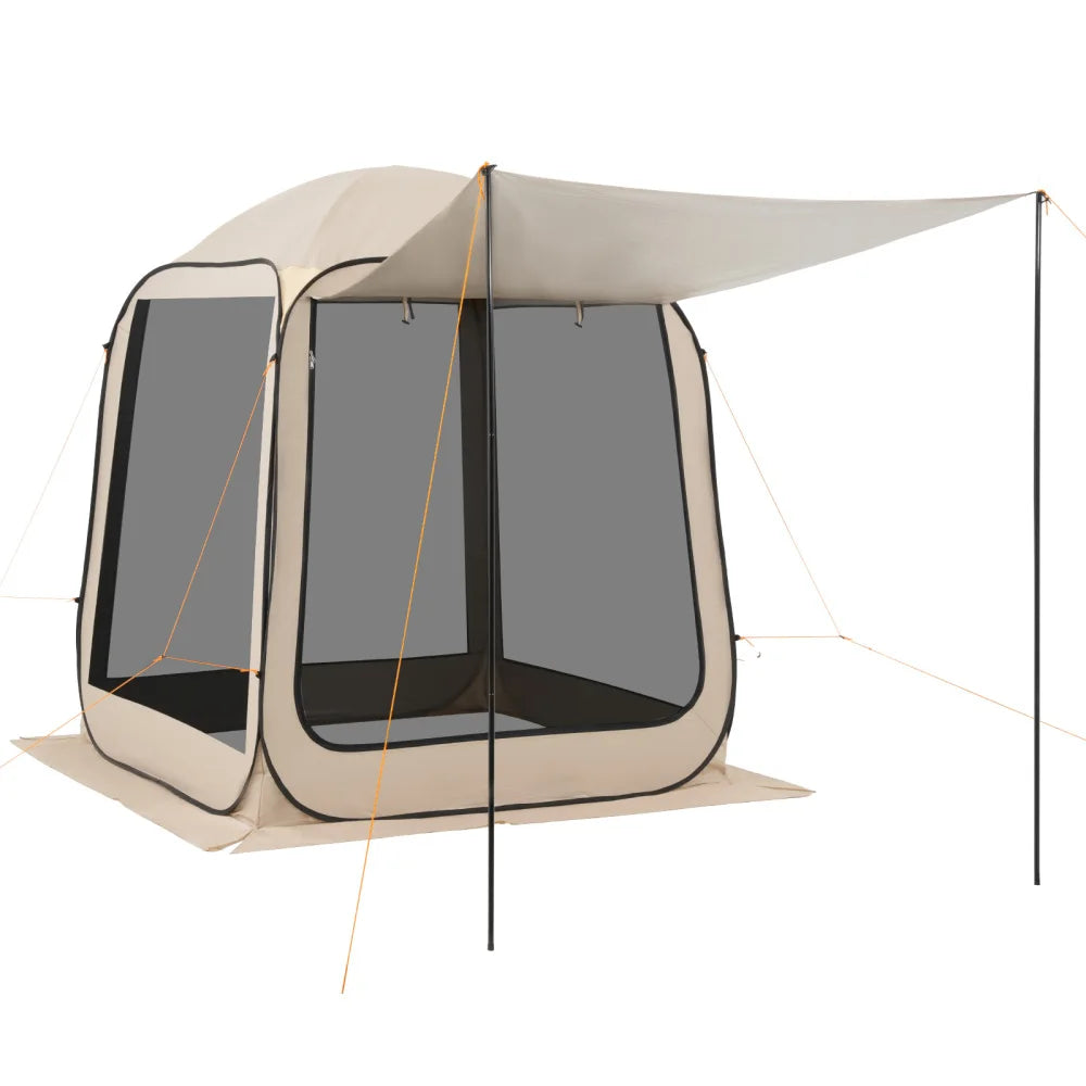 Screen House Tent, 6 x 6 ft, 4-6 Person Pop Up Screen Tent with Extended Awning, Portable Screened in Canopy with Carry Bag, Net